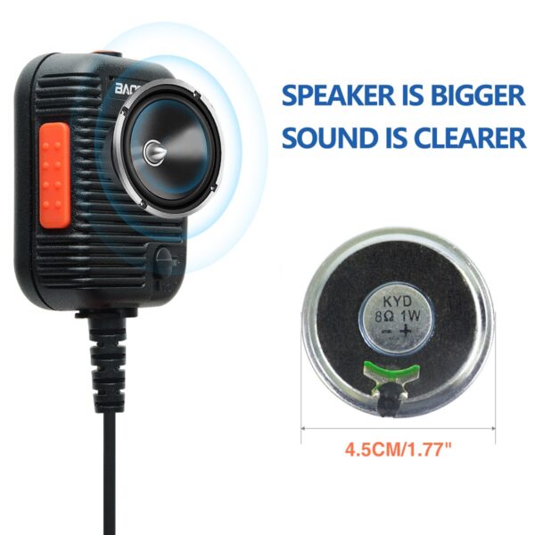 Baofeng AR-152 Tactical Speaker Microphone Volume Adjustable For UV-5R UV-82 UV-S9 Midland TYT Walkie Talkie - Image 4