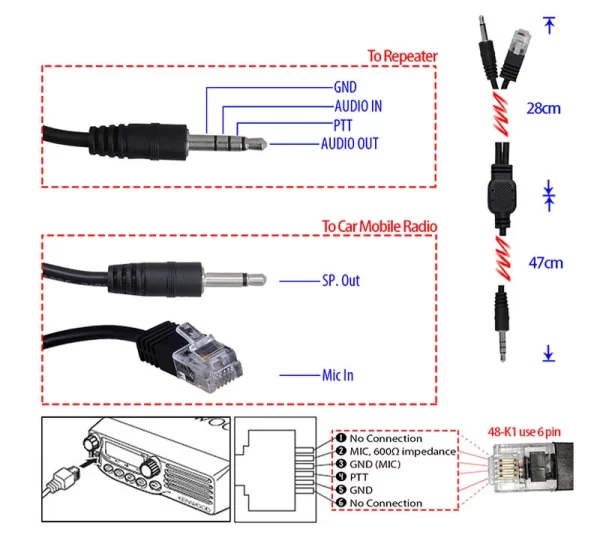 48-K1 Repeater Controller cable for Kenwood MOBILE Radio for TK-271/TK-471,TKR-740/TKR-840 etc - Image 2