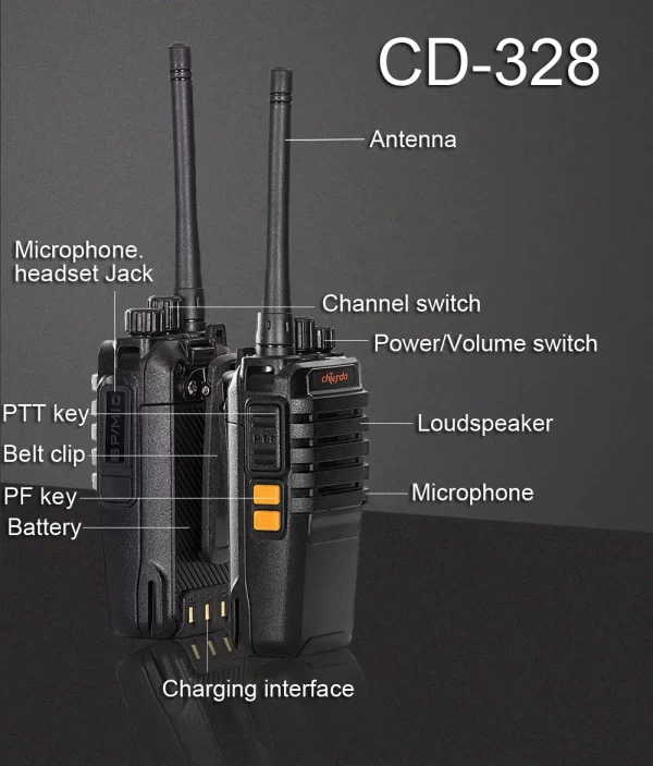 Chierda New Radio 16 channels woki toki CD-328 Profesional VHF UHF Two way Walkie Talkie Li-ion Battery - Image 6