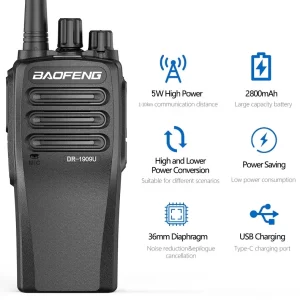 Baofeng DR-1909U DMR Digital Analog UHF Walkie Talkie 5W 2800mAh Battery IP67 Dust-proof Anti-fall