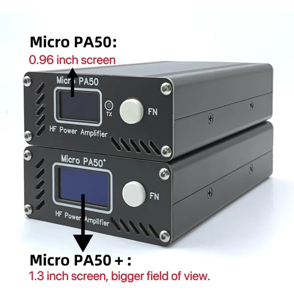 New Micro PA50+ (PA50 Plus) 50W 3.5MHz-28.5MHz 1.3inch OLED Screen Intelligent Shortwave HF Power Amplifier SWR Meter LPF Filter