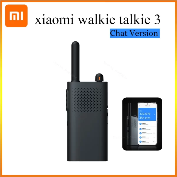 New Xiaomi Walkie Talkie 3 Chat Version 3W Transmission Power Fast Frequency Match Type-C 1-5km Distance APP Writing Frequency