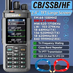 Iradio UV-98 PLUS Air Band Walkie Talkie with Cross Band Repeater features a 2.4" large screen and USB connectivity USB LSB CW