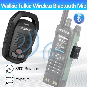 ABBREE Walkie Talkie Bluetooth Wireless Speaker Mic For Baofeng UV-5R UV-5RH UV-21 PRO V2 Quansheng UV-K5 (8) UV-K6 Ham Radio