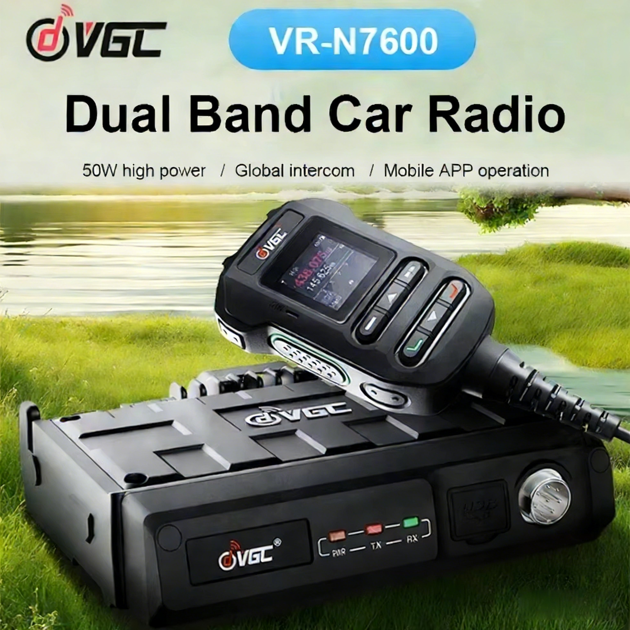 VR-N7600 50W Dual Band Mobile Radio with GPS & APP Programming | Vehicle Walkie Talkie Station