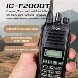 IP67 Waterproof ICOM IC-F2000T UHF Two Way Radio Compact Portable Transceiver Free Shipping