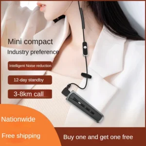 Mini Walkie Talkie with Earpiece for Restaurants Hotels Hair Salons – Rechargeable Hands-Free Two-Way Radio License-Free