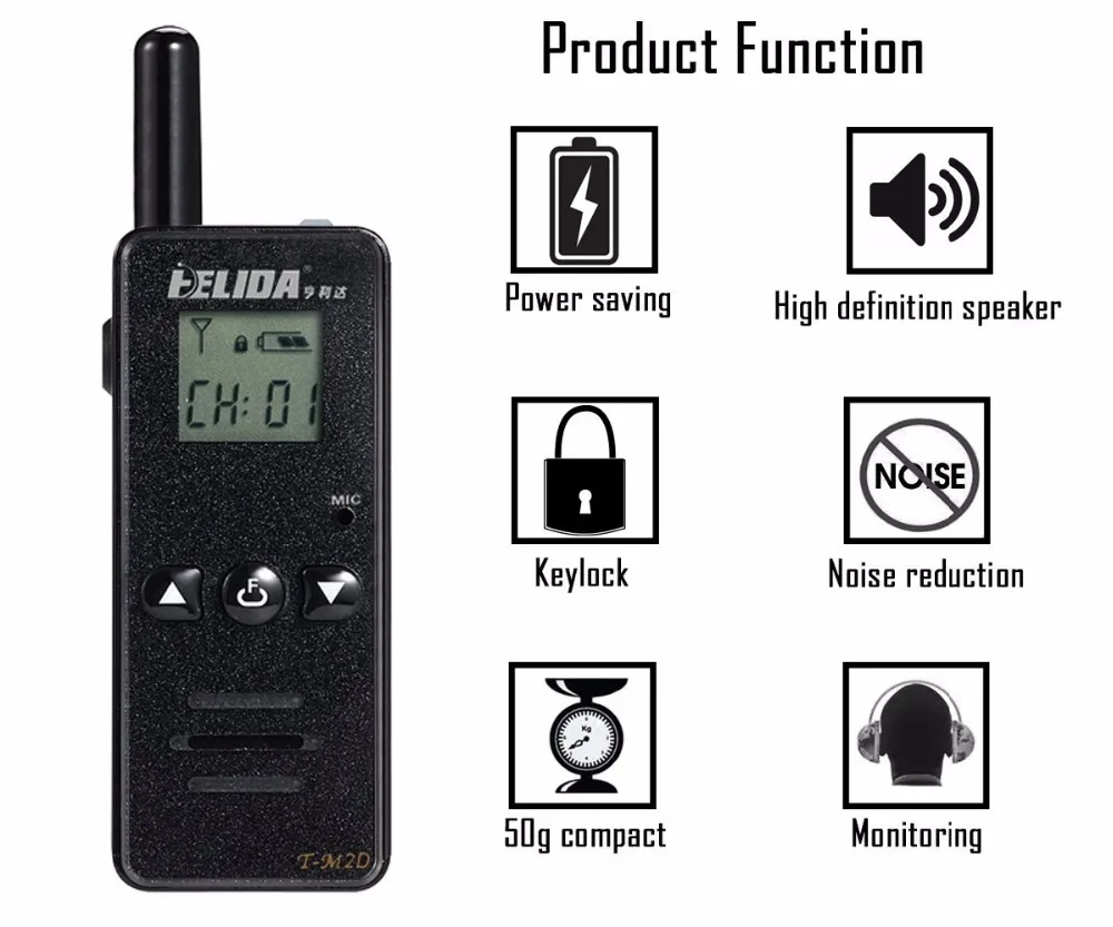 Super Mini Two Way Radio T‑M2D, UHF 400‑520MHz 128 Channels Walkie‑Talkie - Image 4