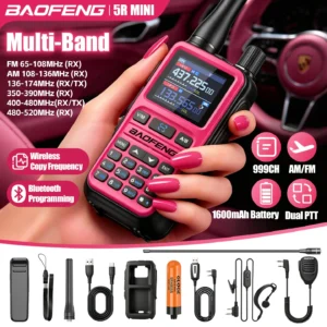 BAOFENG 5Rmini Dual PTT Outdoor Two-Way Radio – Cable-Free Bluetooth Programming for Road Trips, Backpacking & Emergency