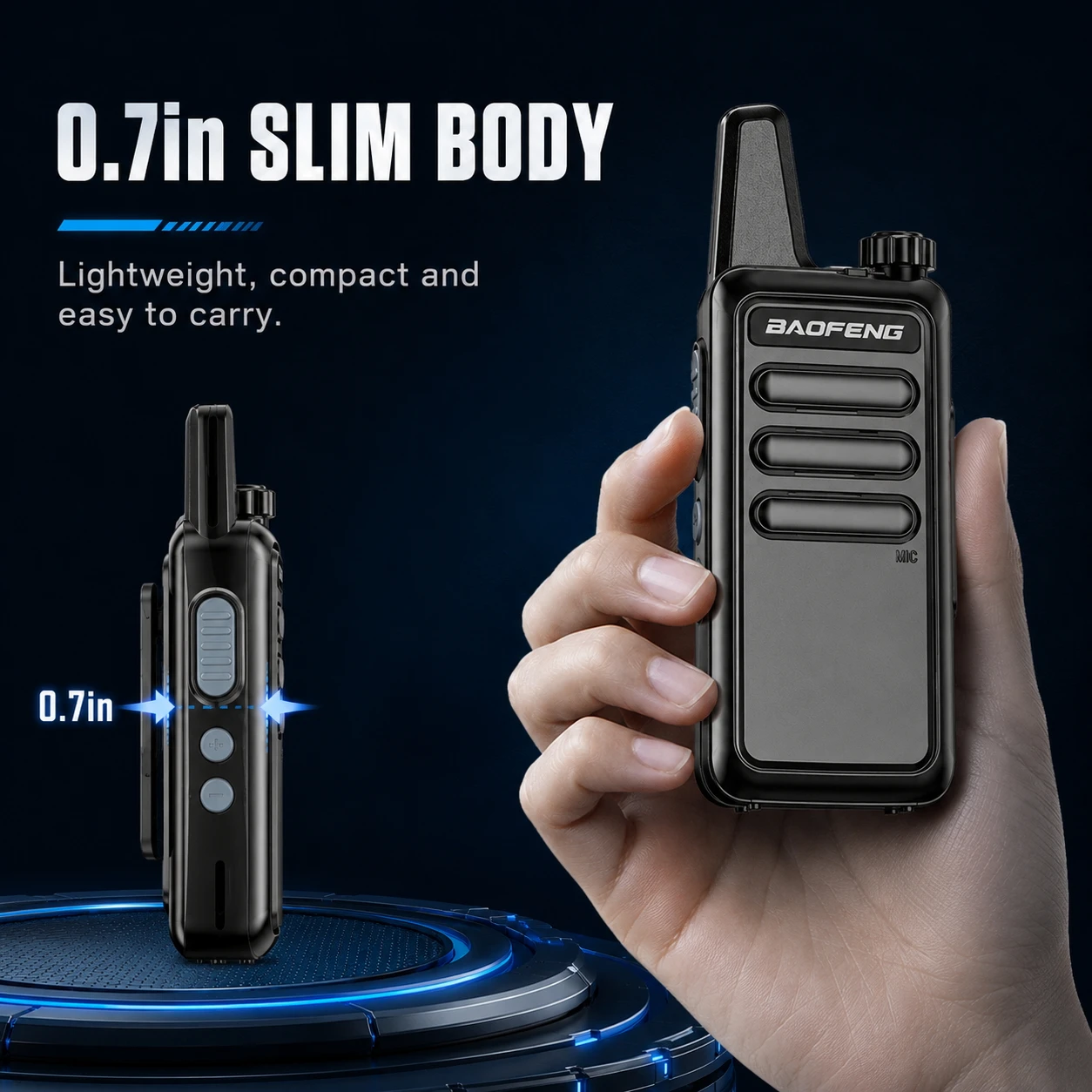 Baofeng BF-R5 (Pair) Ultra-Thin Handheld Transceiver, 5W High Power Mini Two-Way Radio with USB Cable Included - Image 4