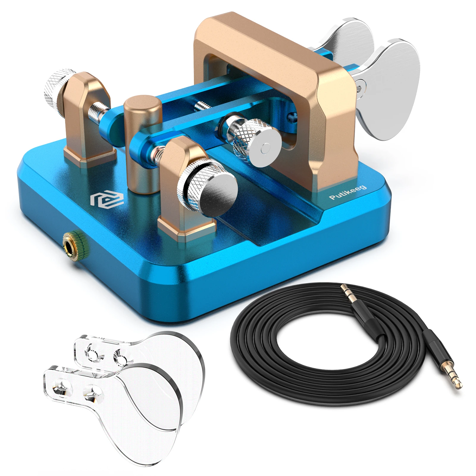 Putikeeg Double Oars Iambic Paddle Key Auto Morse Code Keyer for Amateur Radio HF Transceiver