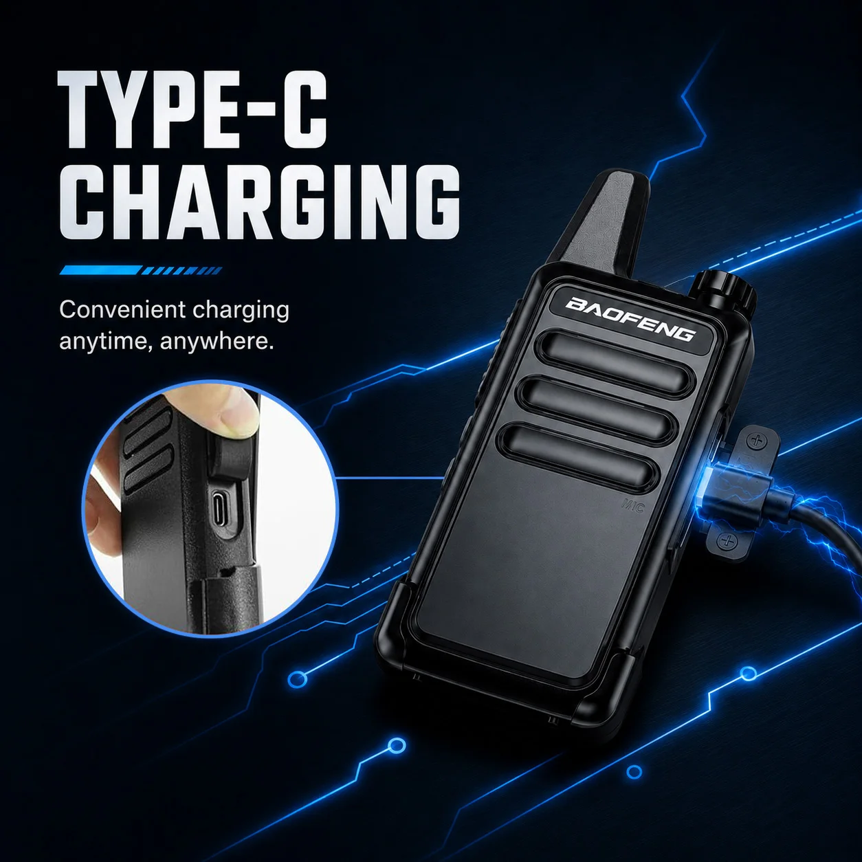 Baofeng BF-R5 (Pair) Ultra-Thin Handheld Transceiver, 5W High Power Mini Two-Way Radio with USB Cable Included - Image 3